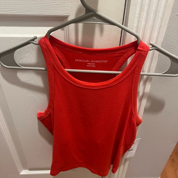 NWT spiritual gangster red cropped tank size small women's with built in bra - Picture 8 of 11
